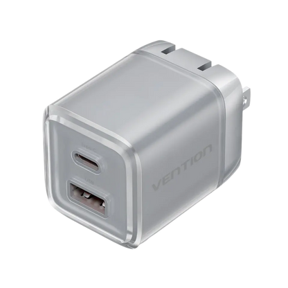 VENTION FOLDABLE PLUG 30W (1XUSB-C, 1XUSB-A) ADAPTER W/ 1M CABLE GRAY