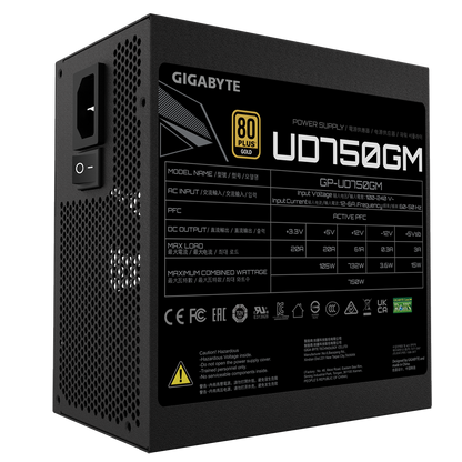 GIGABYTE UD750GM 750W 1X120MM FAN, 8SATA, 4PCIE, ACTIVE PFC, MODULAR, 80-PLUS GOLD