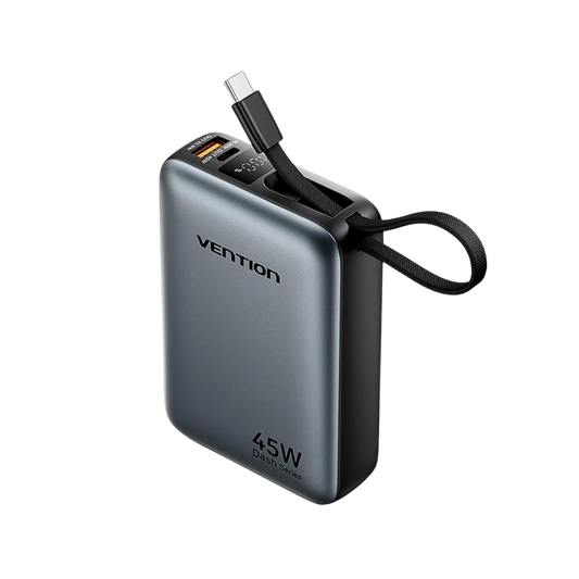 VENTION 20000MAH 45W POWERBANK (USB-C) W/ BUILT-IN USB-C CABLE BLACK