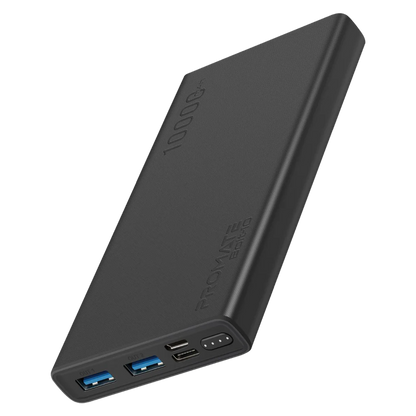 PROMATE BOLT-10 10000MAH POWERBANK 2XUSB/M-USB 2A/USB-C 2A (BLACK)