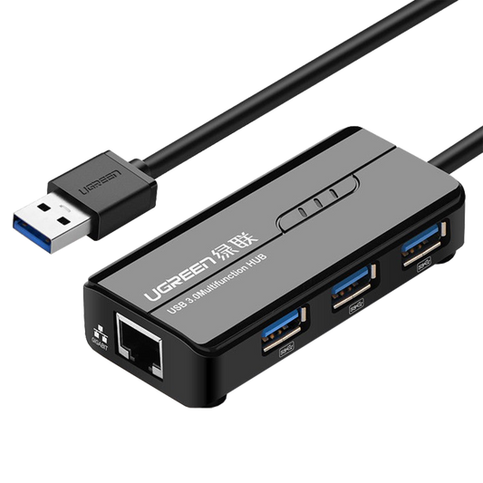 UGREEN 3PORT USB3.0 HUB W/ GIGABIT ETHERNET ADAPTER