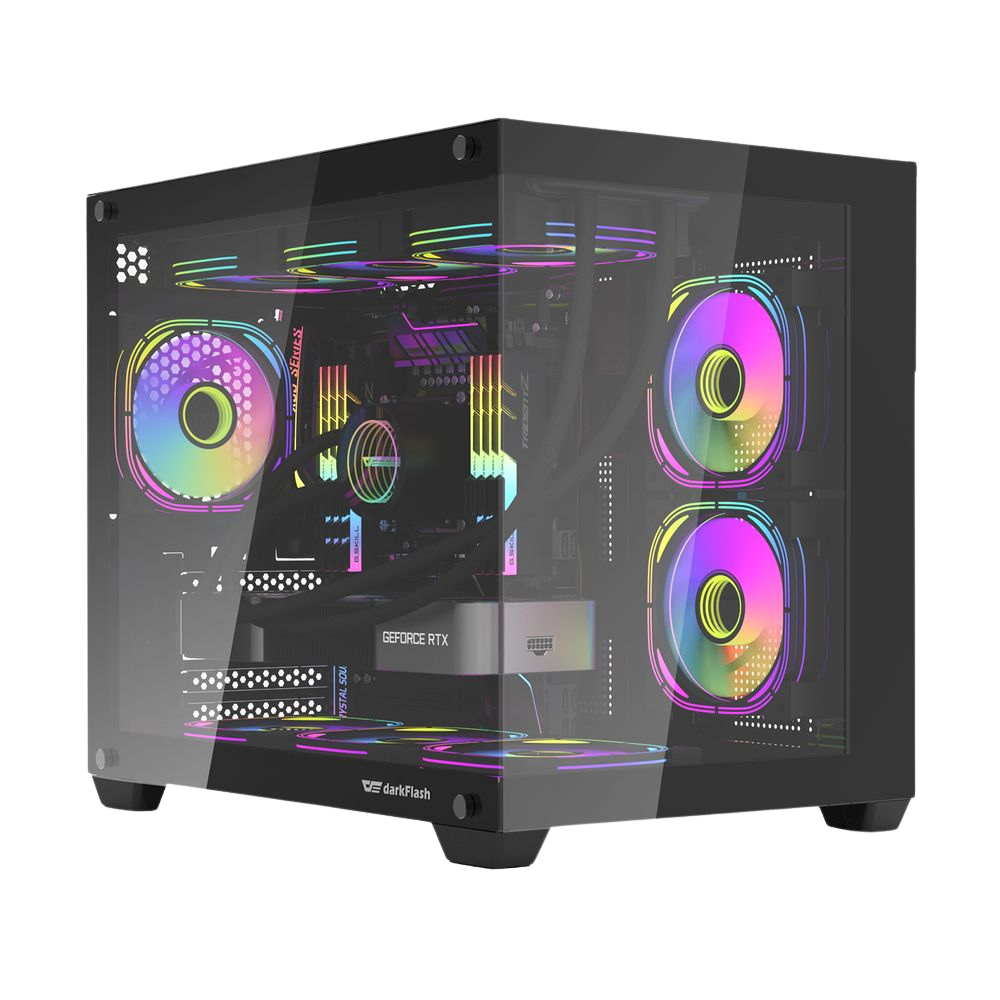 DARKFLASH C285MP MICRO ATX CASE W/ TEMPERED GLASS PANORAMIC SIDE