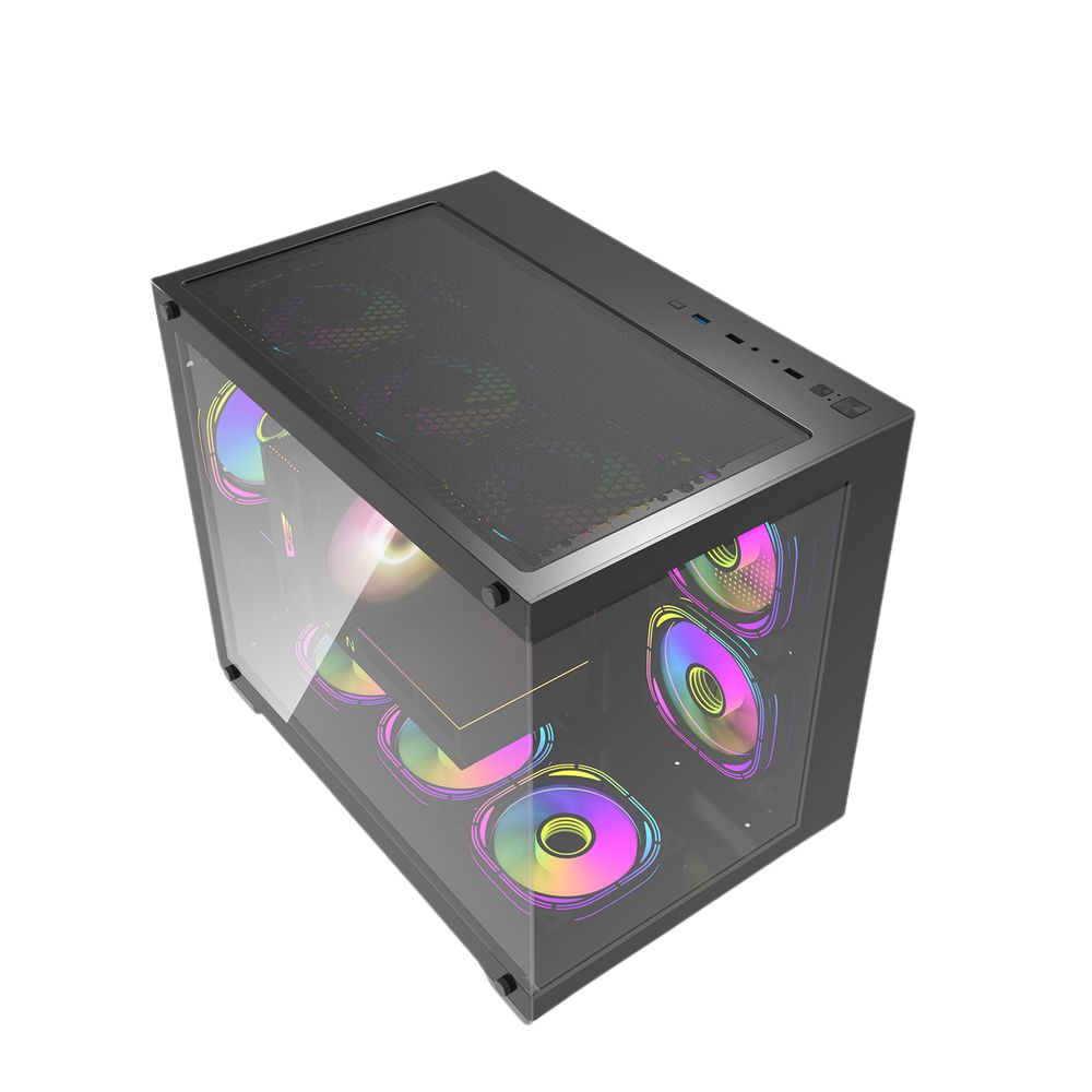 DARKFLASH C285MP MICRO ATX CASE W/ TEMPERED GLASS PANORAMIC SIDE