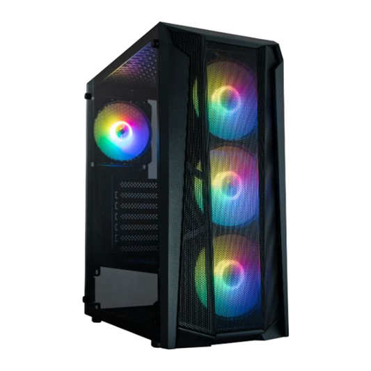 FRONTIER CRONUS CR19A BLACK TEMPERED ATX CASE (4 LED FANS)