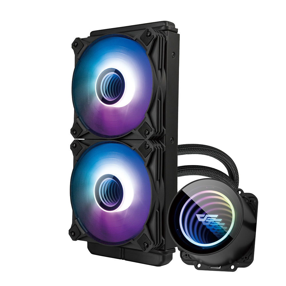 DARKFLASH TWISTER DX240 V2 ARGB AIO 240MM LIQUID CPU COOLER (LGA1700 READY) (BLACK)