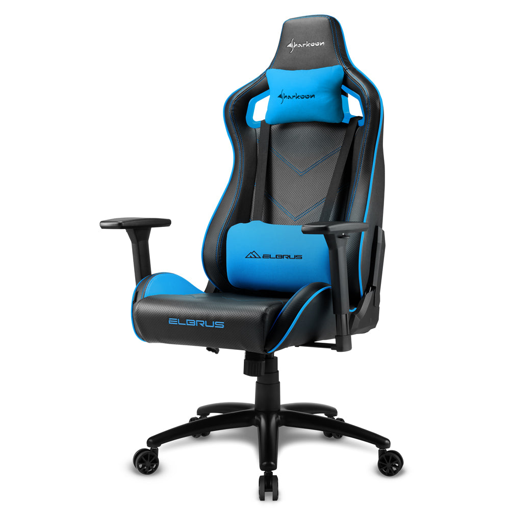 SHARKOON SKILLER ELBRUS 2 GAMING CHAIR W/ HEADREST & LUMBAR CUSHION (BLUE)