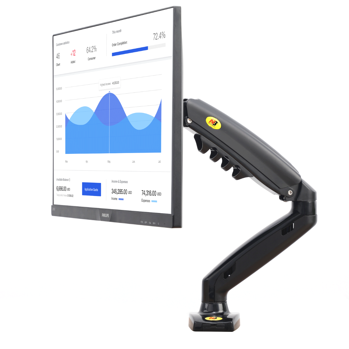 NORTH BAYOU F80 17-30" MONITOR ARM MOUNT