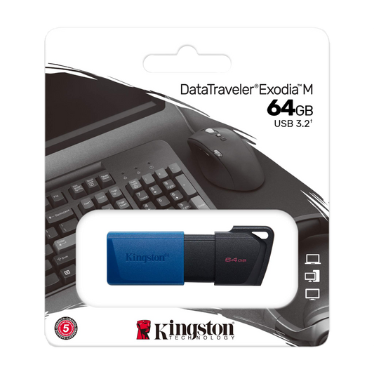 KINGSTON DATA TRAVELLER EXODIA M 64GB USB3.2 FLASH DRIVE BLUE