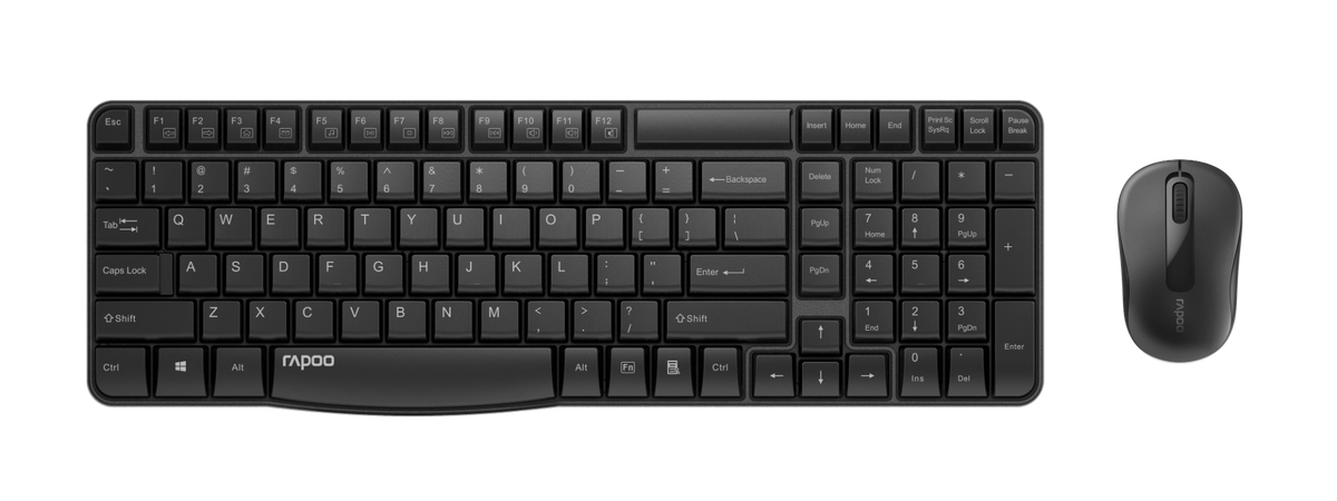 RAPOO X1800S WIRELESS 2.4GHZ E1050 OPTICAL KEYBOARD & M10 MOUSE (USB/BLACK)