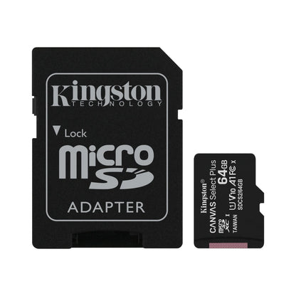 KINGSTON 64GB CANVAS SELECT PLUS CLASS 10 SDHC 100MB/S FLASH MEMORY W/ ADAPTER