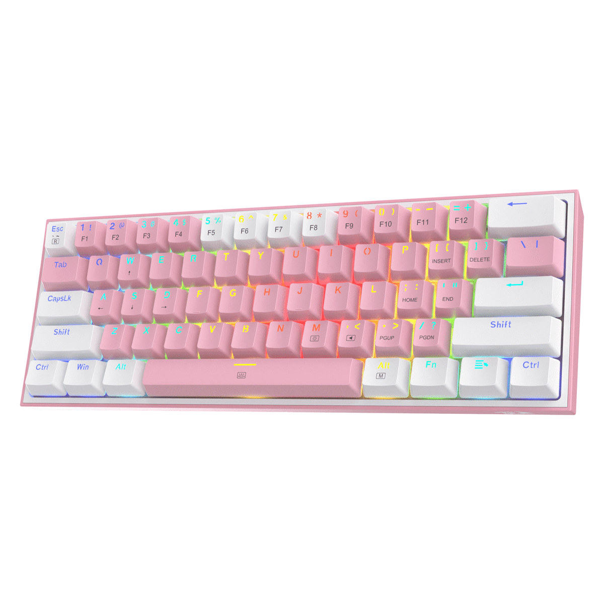 REDRAGON FIZZ RGB WIRED 60% MECHANICAL GAMING KEYBOARD (RED SWITCH/SWAPPBL) GRAY WHITE