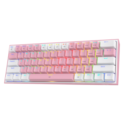 REDRAGON FIZZ RGB WIRED 60% MECHANICAL GAMING KEYBOARD (RED SWITCH/SWAPPBL) GRAY WHITE