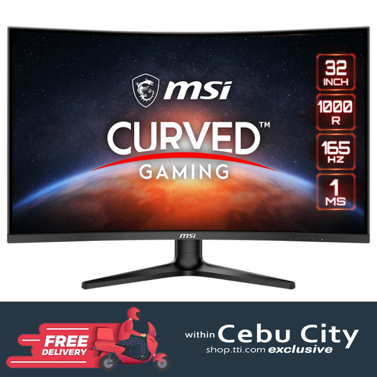 MSI OPTIX G321C 31.5" FHD LED CURVED GAMING MONITOR 165HZ WLMNT (DP, 2XHDMI)