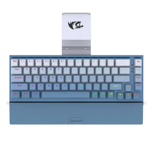 REDRAGON SHACO RGB 60% MECHANICAL GAMING KEYBOARD W/ PHONE STAND & WRIST REST (RED SWITCH) BLUE WHITE