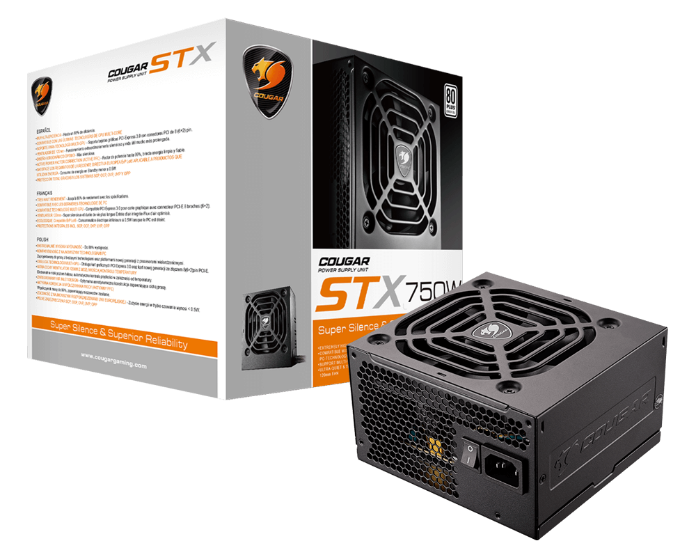 COUGAR STX750 750W, 120MM FAN, ACTIVE PFC, 80-PLUS