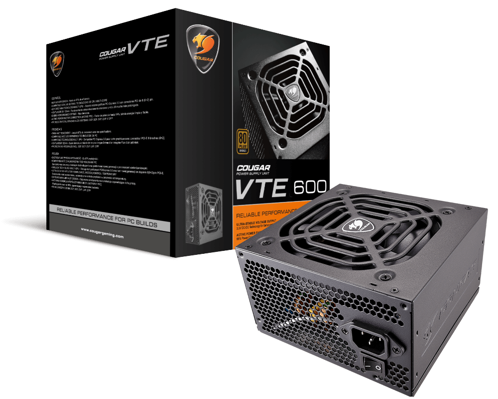 COUGAR VTE600 600W, 120MM FAN, ACTIVE PFC, 80-PLUS BRONZE