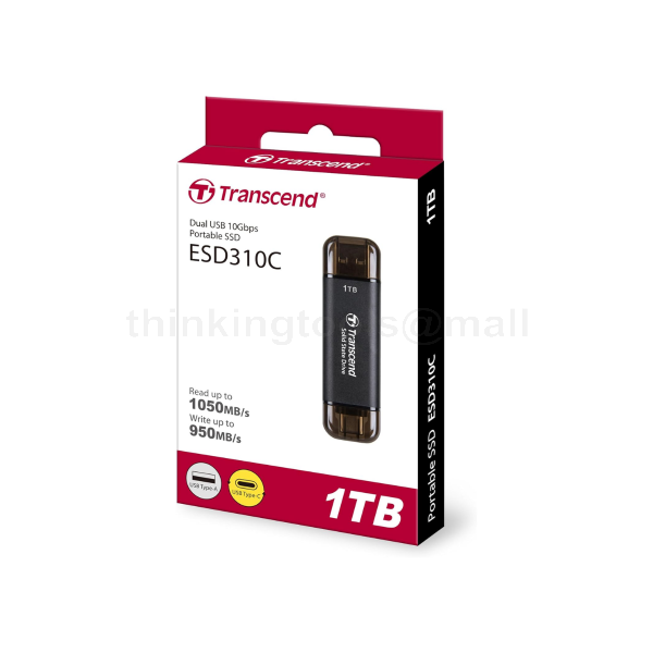 TRANSCEND 1TB ESD310C USB TYPE-A/TYPE-C PORTABLE SSD (TS1TESD310C) BLACK