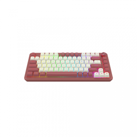 REDRAGON UCAL MAX RGB 81-KEY TRI-MODE MECHANICAL KEYBOARD W/ KNOB (LINEAR SWITCH/SWAPPBL) WHITE/RED