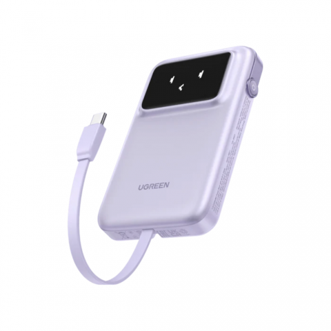 UGREEN PB511 POWERBANK 10000MAH 30W W/ BUILT-IN USB-C CABLE & LED DISPLAY (1XUSB-A, 1XUSB-C) PURPLE