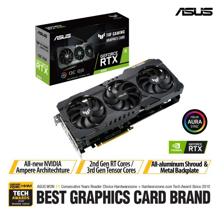 ASUS RTX 3060 12GB 192BIT GDDR6 TUF-O12G-GAMING (2XHDMI, 3XDP)