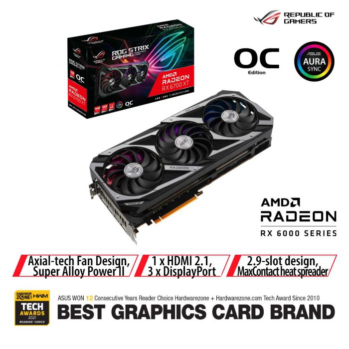 ASUS RX 6700XT 12GB 192BIT GDDR6 ROG STRIX-O12G-GAMING (HDMI, 3XDP)