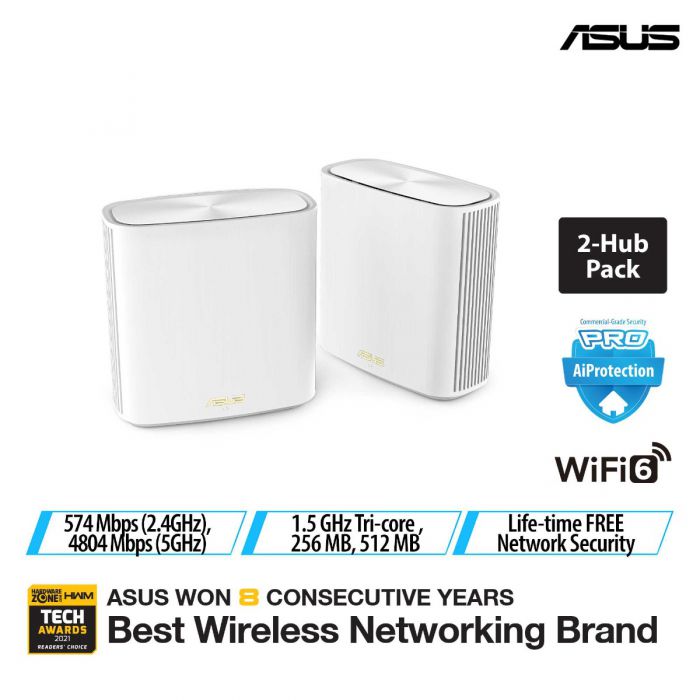 ASUS ZENWIFI XD6 AX5400 DUAL BAND MESH WIFI SYSTEM (2PACK)