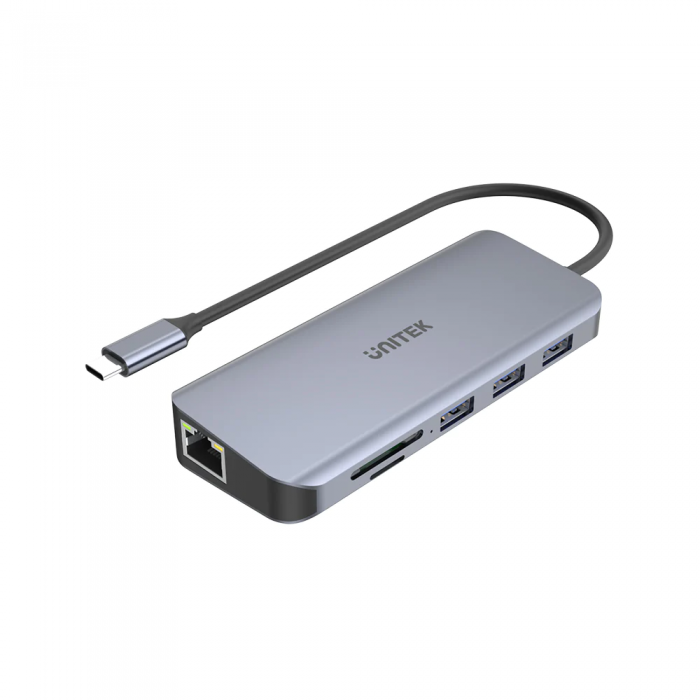 UNITEK D1026B UHUB N9+ 9 IN 1 USB-C HUB (3XUSB-A, USB-C, HDMI, VGA, RJ45, MICROSD, SD)