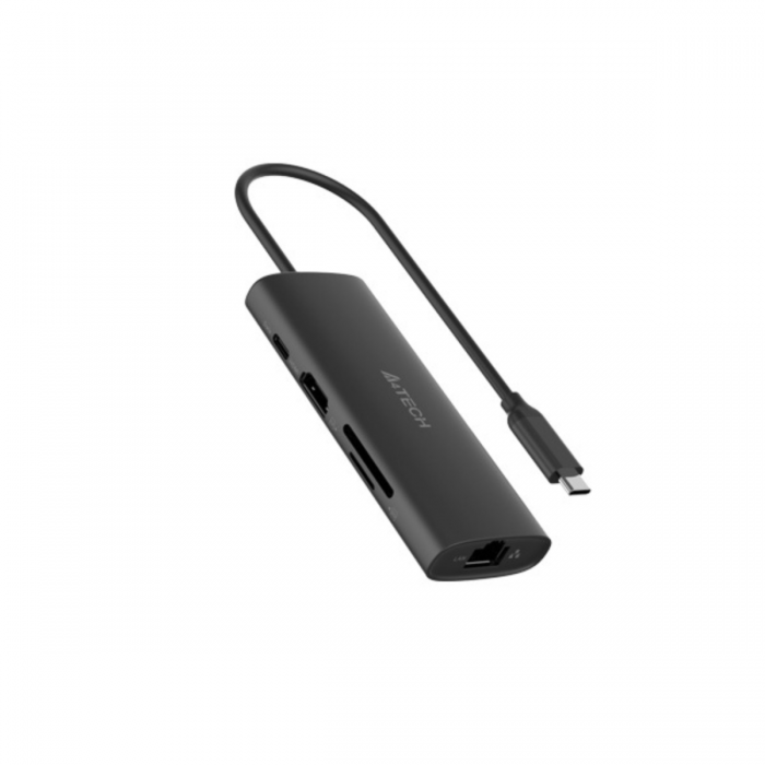 A4TECH DST-80C 8-IN-1 USB-C DOCKING STATION (USB-C, USB-C 100W, USB2.0, USB3.0, HDMI, RJ45, MICROSD, SD) (20CM) ASH GRAY