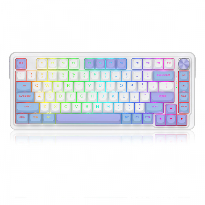 REDRAGON UCAL MAX RGB 81-KEY TRI-MODE MECHANICAL KEYBOARD W/ KNOB (LINEAR SWITCH/SWAPPBL) VIOLET