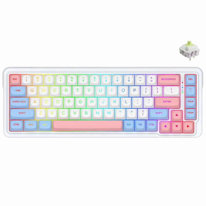 REDRAGON NOVA PRO RGB 70-KEY TRI-MODE MECHANICAL KEYBOARD (LINEAR SWITCH/SWAPPBL) PINK & BLUE