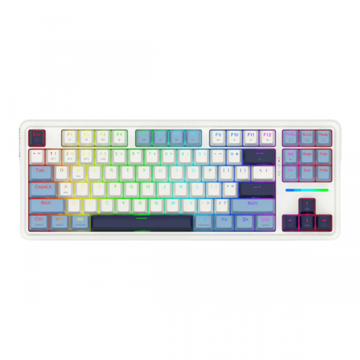 REDRAGON ANTONIUM PRO TKL RGB 87-KEY TRI-MODE MECHANICAL KEYBOARD (LINEAR SWITCH/SWAPPBL) WHITE BLUE