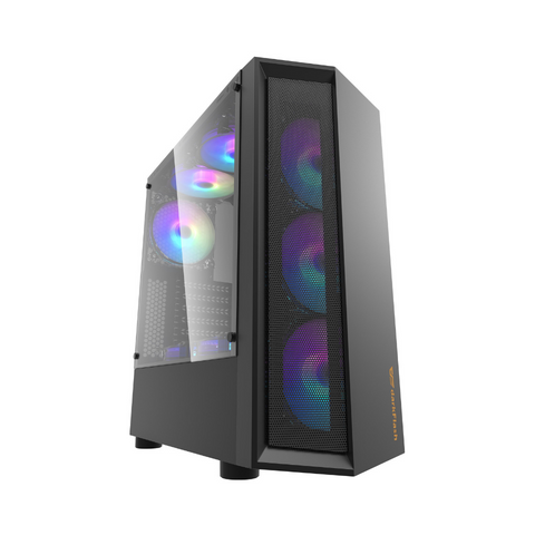 DARKFLASH MELODY HEXAGON & IRON MESH MID TOWER 3XC6 AURORA SPECTRUM RGB FANS (BLK)