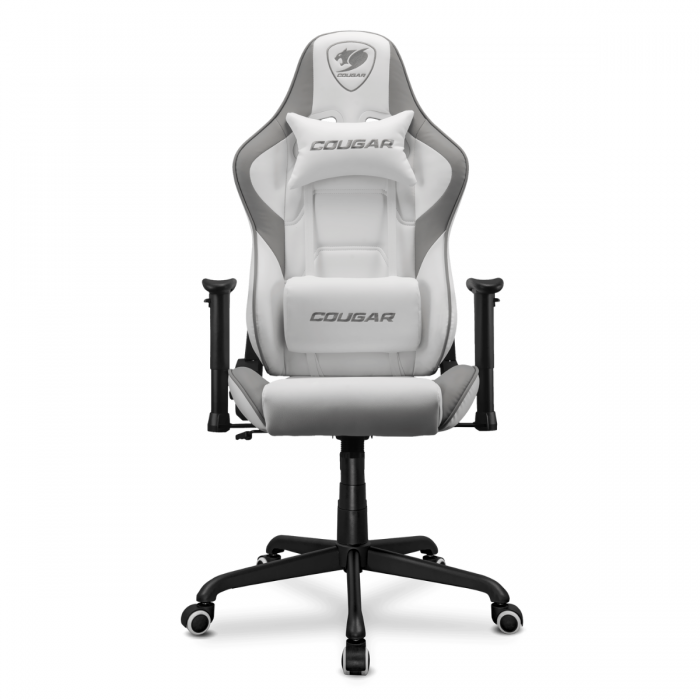 COUGAR ARMOR ELITE GAMING CHAIR W/ HEADREST & LUMBAR CUSHION (WHITE)