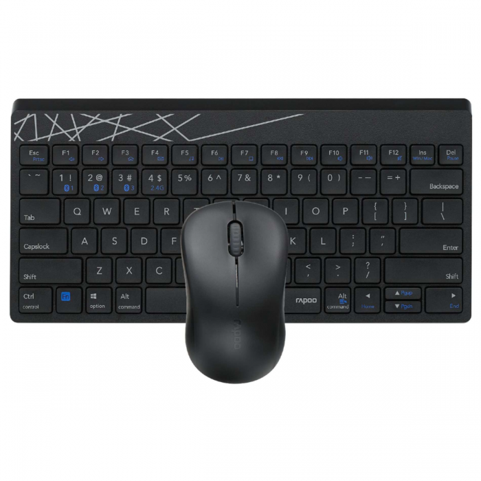 RAPOO 8000M MULTI-MODE WIRELESS KEYBOARD & MOUSE (BLACK)