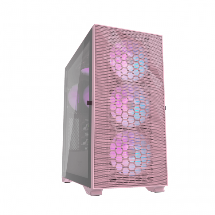 DARKFLASH DLX21 MESH E-ATX CASE W/ HINGED DOOR TEMPERED WINDOW (PINK)