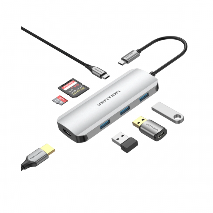 VENTION 7PORTS USB-C HUB (3XUSB-A, 1XUSB-C, HDMI, MICROSD, SD)