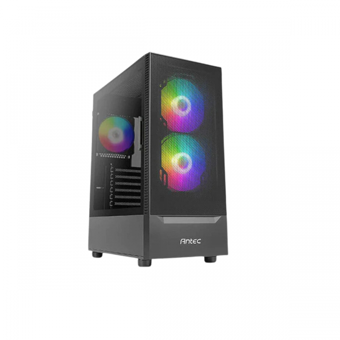 ANTEC NX410 MID TOWER CASE W/ TEMPERED GLASS SIDE PANEL, 3 ARGB FANS (BLACK)