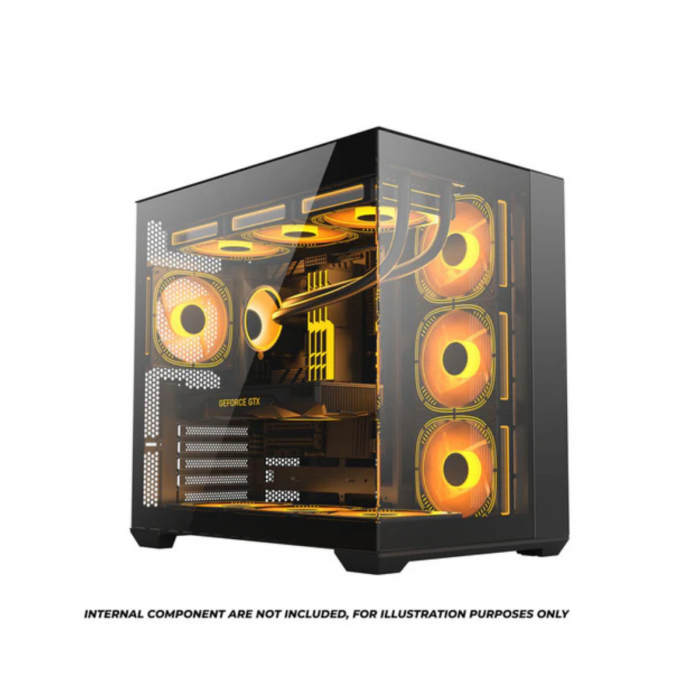 FRONTIER KRATOS KT30A DUAL CHAMBER ATX CASE W/ TEMPERED GLASS (4 LED FANS)