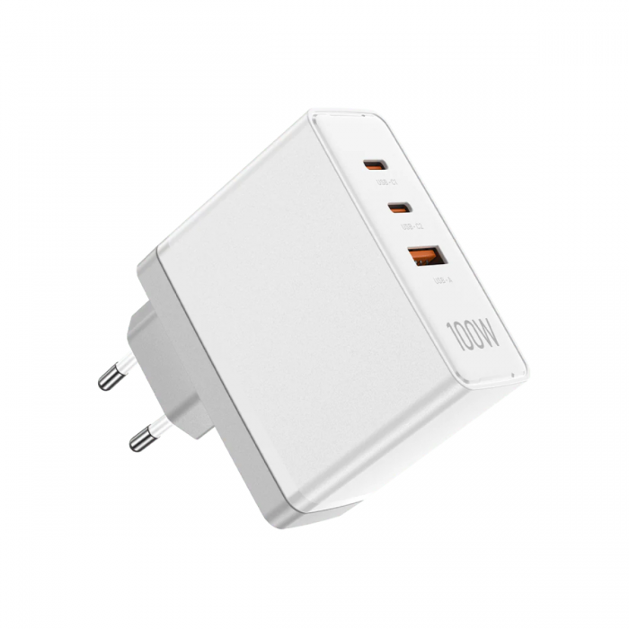 VENTION 100W (2XUSB-C, 1XUSB-A) GAN FAST CHARGER (WHITE)