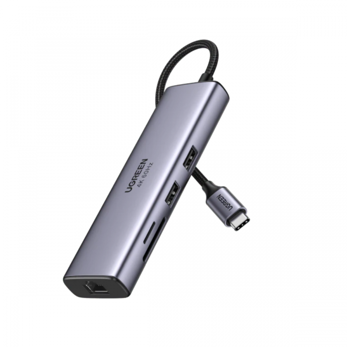 UGREEN 7 IN 1 USB-C HUB (2XUSB-A 3.0, USB-C, HDMI, RJ45, MICRO SD, SD)
