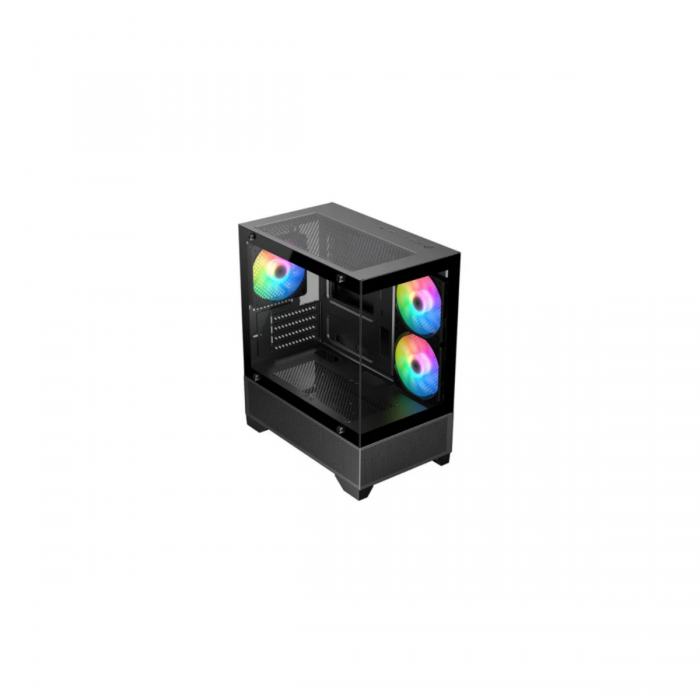 FRONTIER ERIS BLACK ATX CASE W/ TEMPERED GLASS, 3 LED FANS