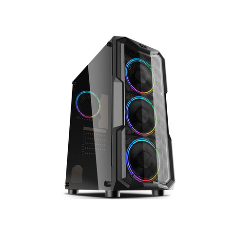 DARKFLASH POLLUX MID ATX CASE W/ TEMPERED WINDOW 2FANS (BLACK)