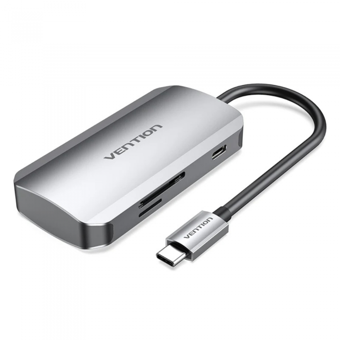 VENTION 6PORTS USB-C 3.0 HUB (3XUSB-A, HDMI, MICRO SD, SD) GRAY