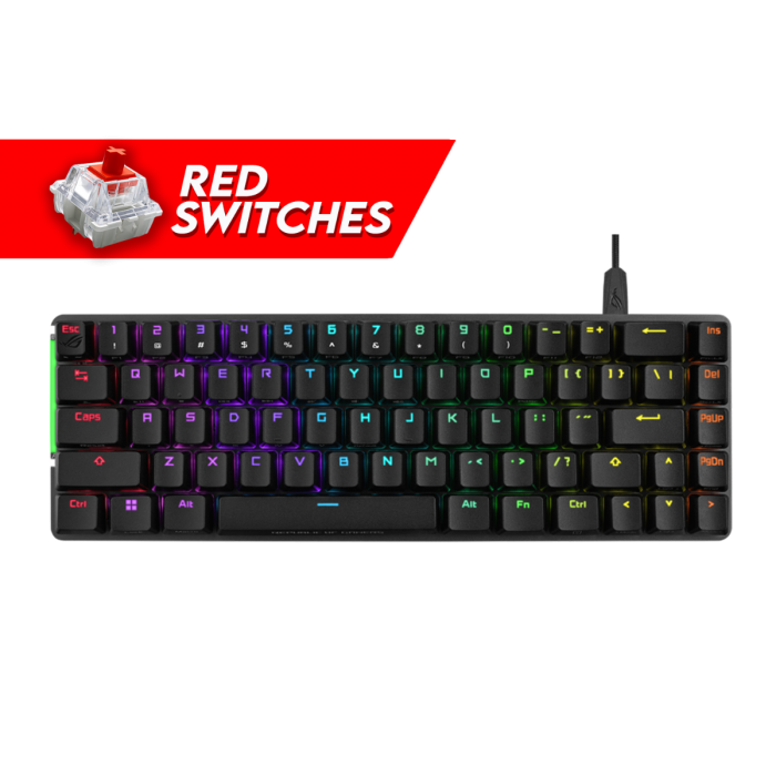 ASUS ROG FALCHION ACE 65% COMPACT RGB MECHANICAL GAMING KEYBOARD (RED SWITCH) BLACK