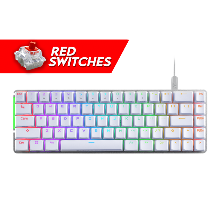 ASUS ROG FALCHION ACE 65% COMPACT RGB MECHANICAL GAMING KEYBOARD (RED SWITCH) WHITE