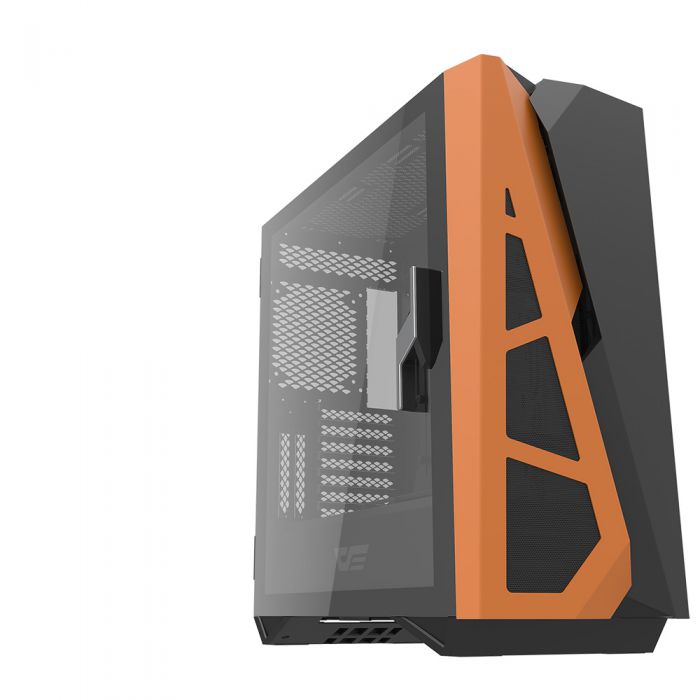 DARKFLASH DLZ31 MESH ATX CASE W/ MAGNETIC HINGED DOOR TEMPERED WINDOW (BLK/ORANGE)