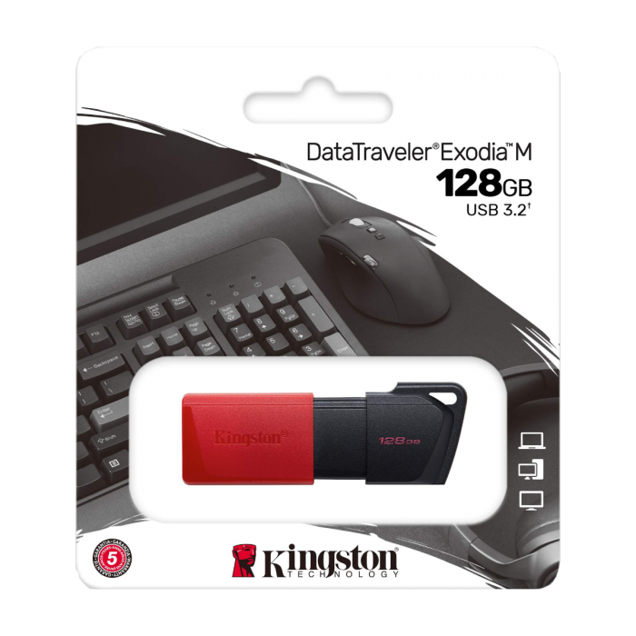 KINGSTON DATA TRAVELLER EXODIA M 128GB USB3.2 FLASH DRIVE RED