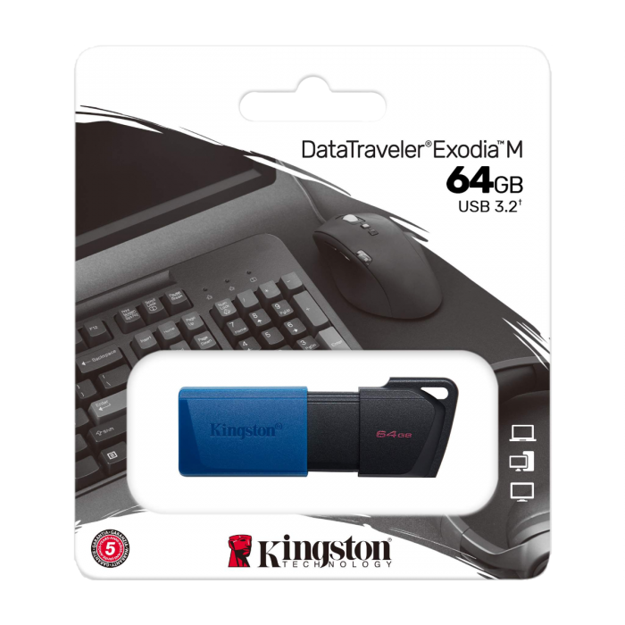 KINGSTON DATA TRAVELLER EXODIA M 64GB USB3.2 FLASH DRIVE BLUE