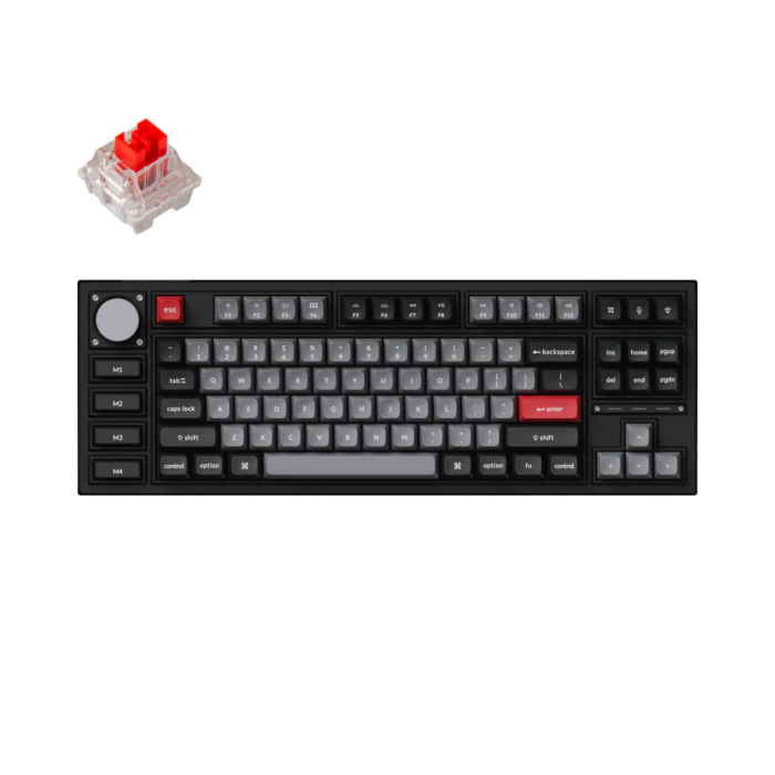 KEYCHRON Q3 PRO RGB WIRELESS MECHANICAL KEYBOARD KNOB (RED SWITCH/SWAPPBL) (BLACK)