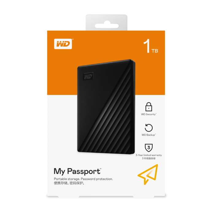 WESTERN DIGITAL MYPASSPORT 1TB USB 3.0 (BLACK) WDBYVG0010BBKWESN